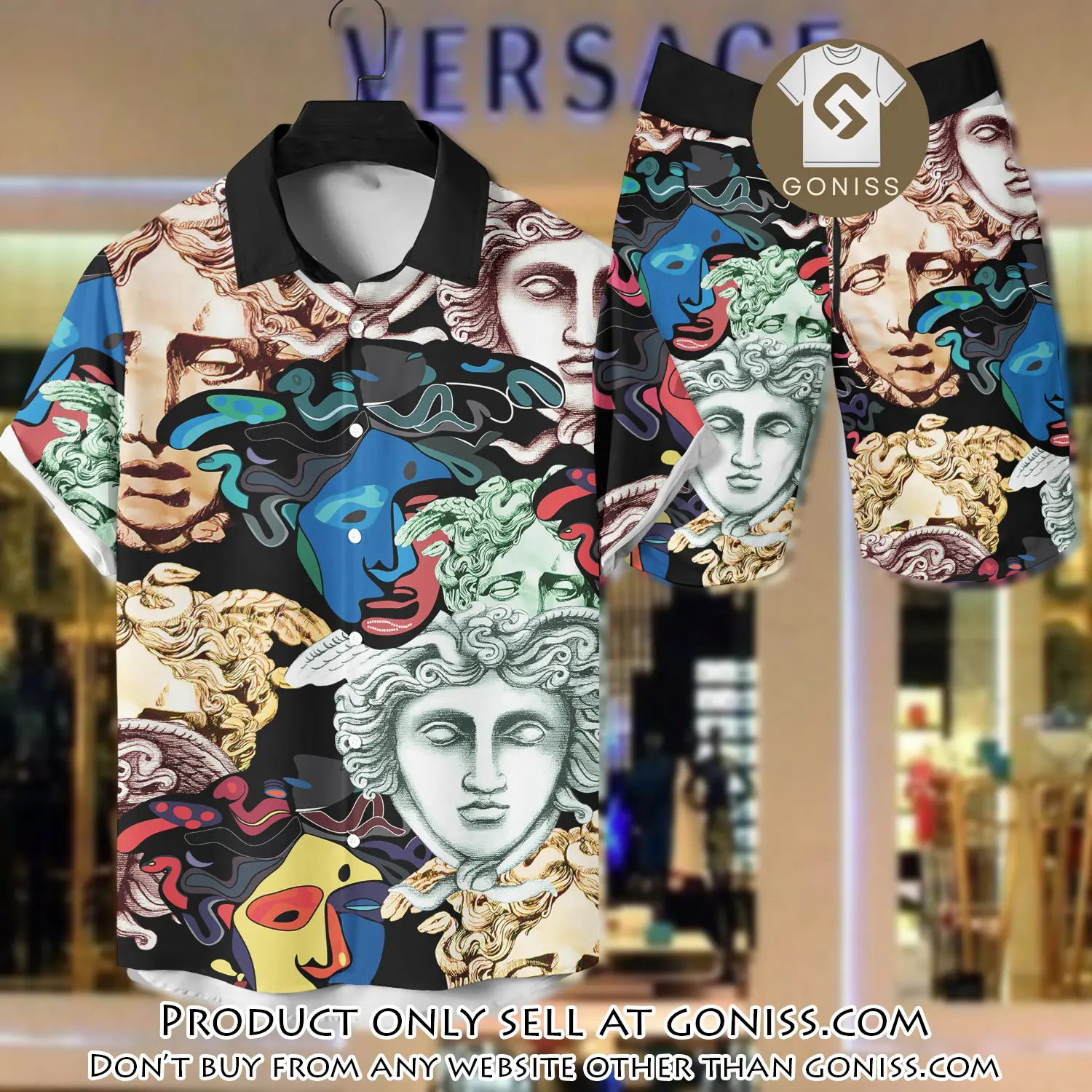 Versace luxury hawaiian shirt & short set lhs1214 gn5654553